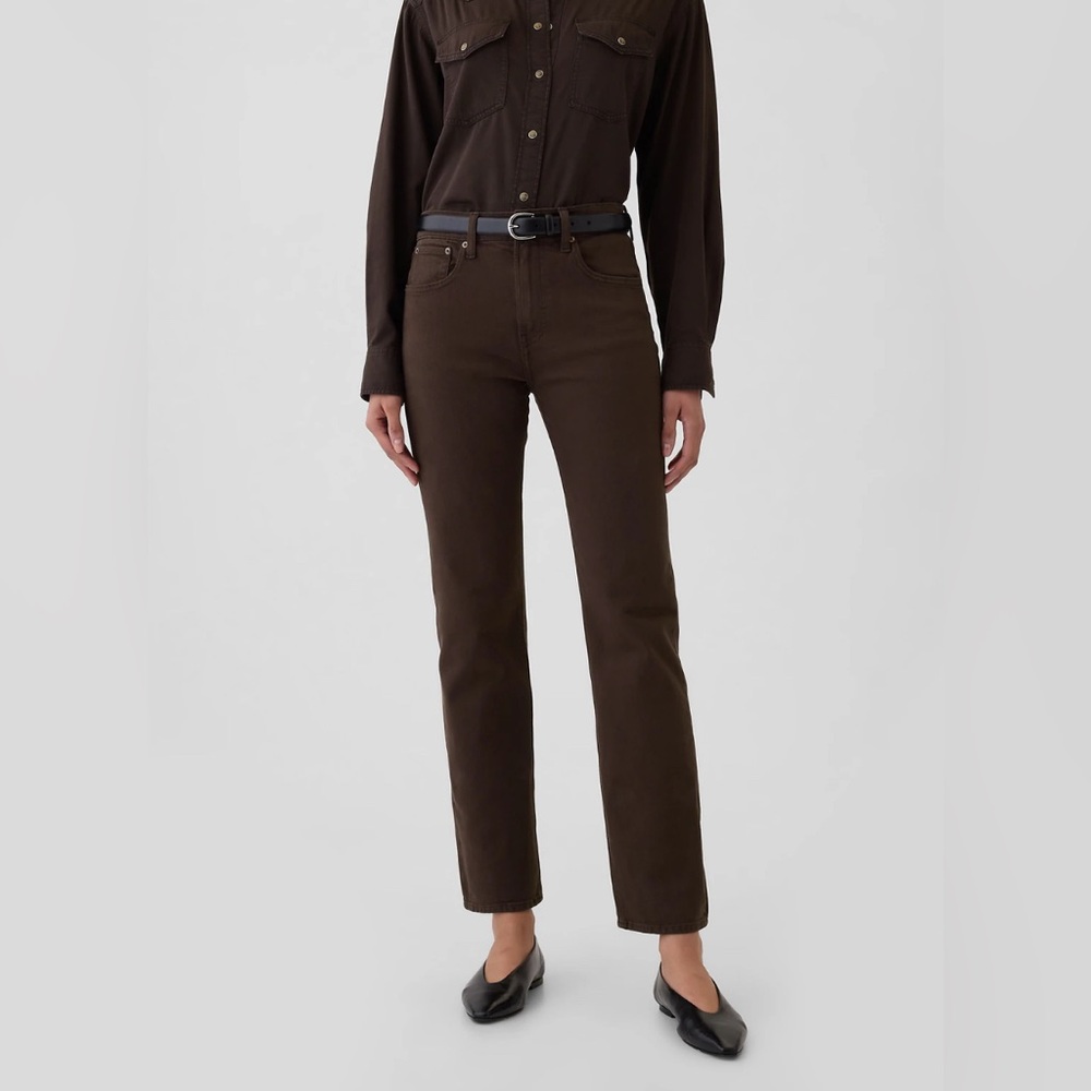 NWT GAP Women's Size 27 (US 4) Dark Brown High Rise '90s Straight Jeans